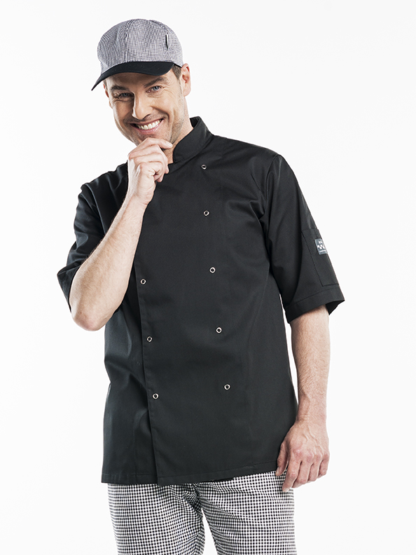 Chef Jacket Hilton Poco Black Short Sleeve