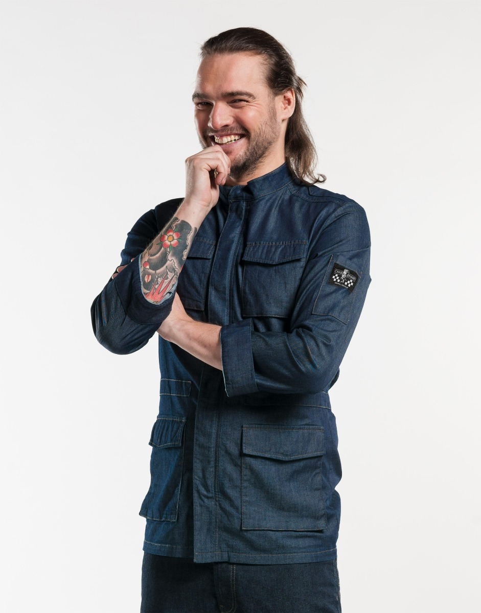 Chef&#x20;Jacket&#x20;Parka&#x20;Blue&#x20;Denim&#x20;Stretch