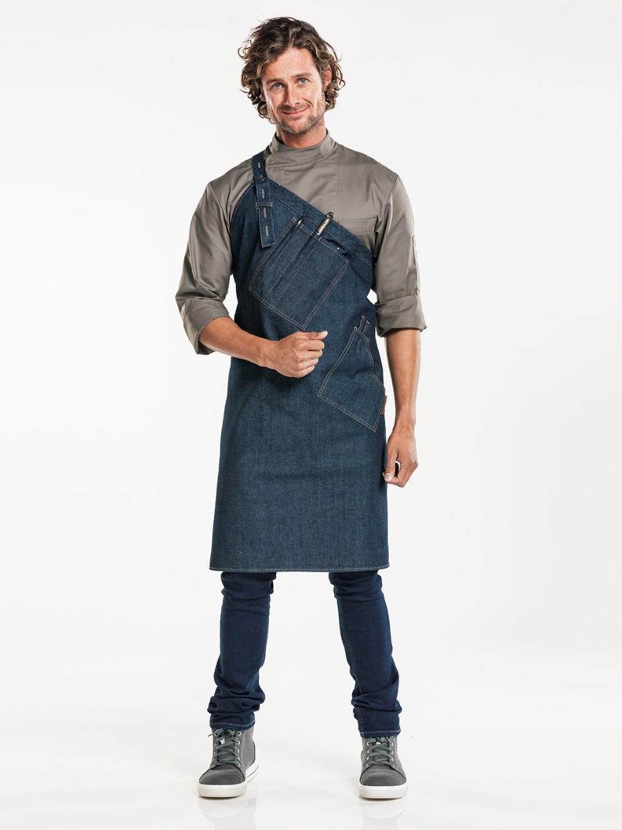 Bib Apron Skew Blue Denim W85 - L85