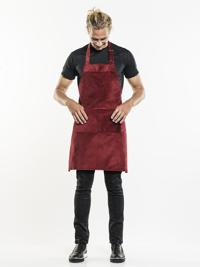 Bib Apron Red Velvet W70 - L85