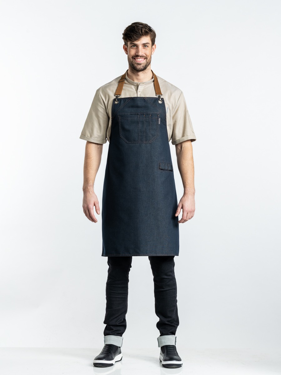 Bib Apron Clip Black Denim W70 - L85