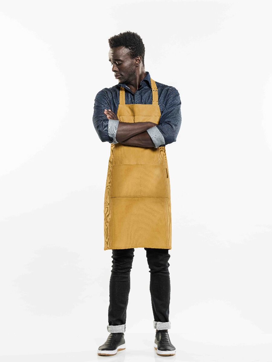 Bib Apron Yellow Velvet W70 - L85
