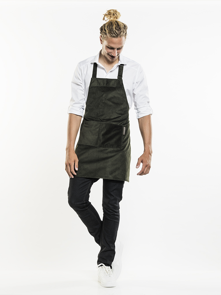 Bib Apron Green Velvet W70 - L85