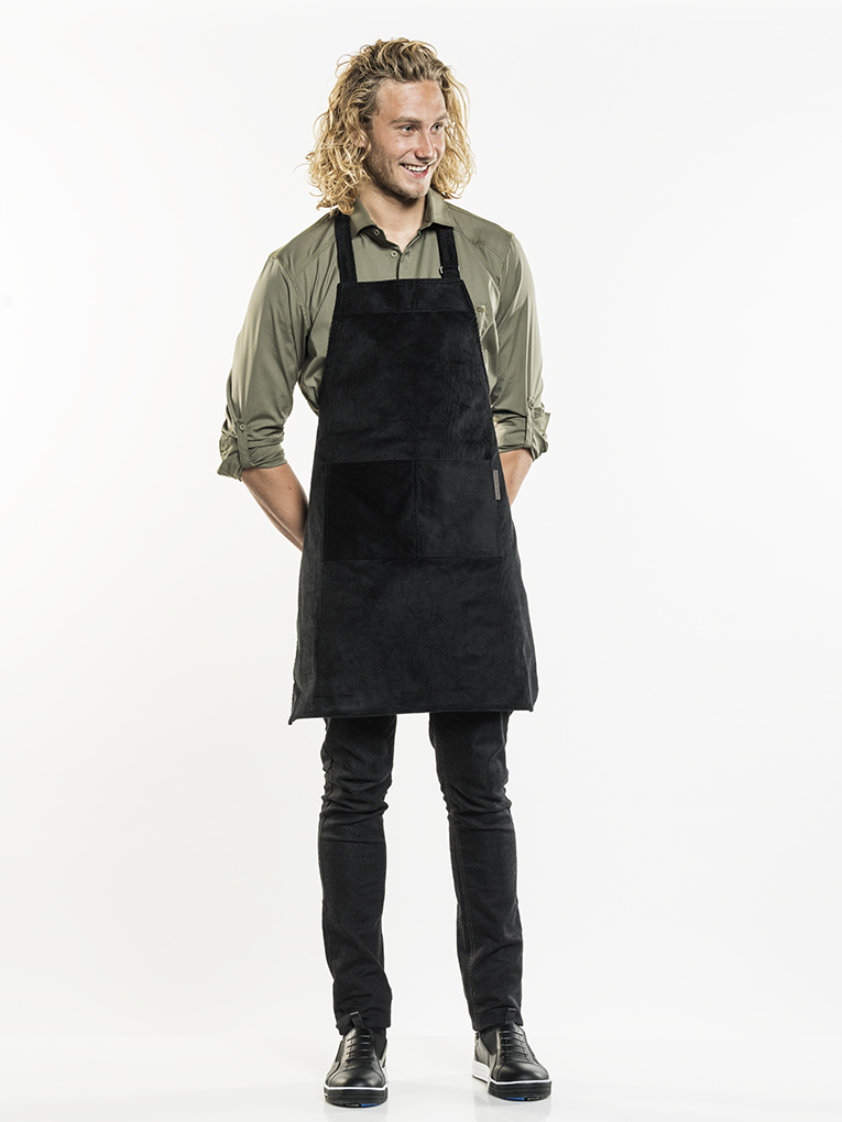 Bib Apron Black Velvet W70 - L85
