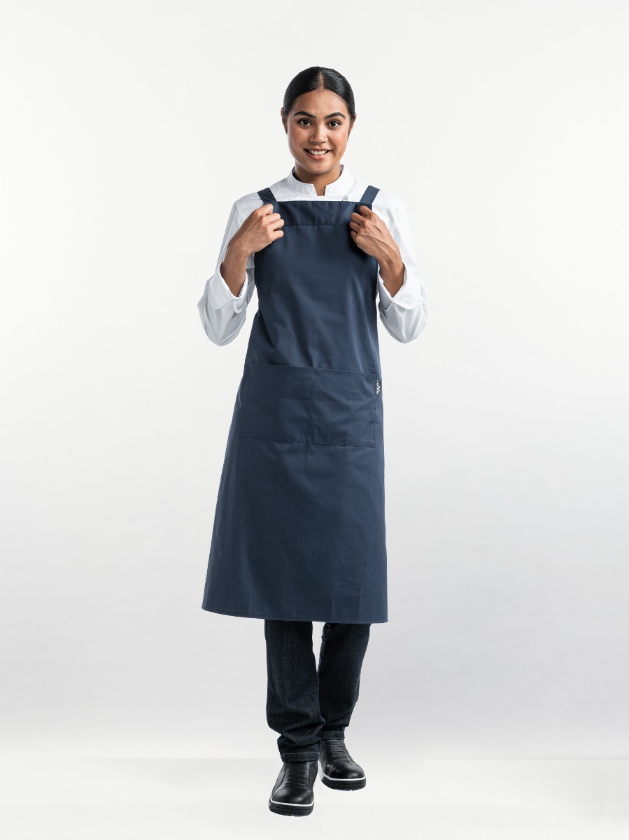 Bib Apron Cross Navy W85 - L100