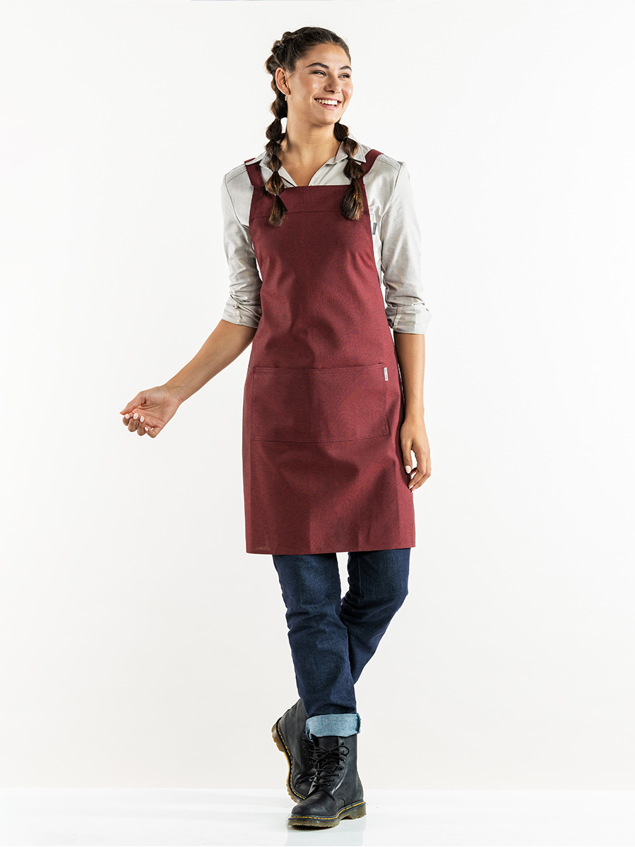Bib Apron Cross Cherry W70 - L85