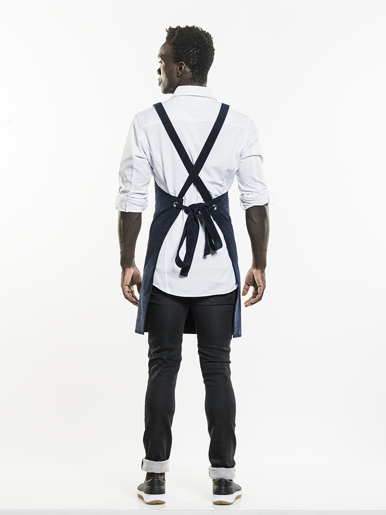Bib Apron Cross Blue Velvet W70 - L85