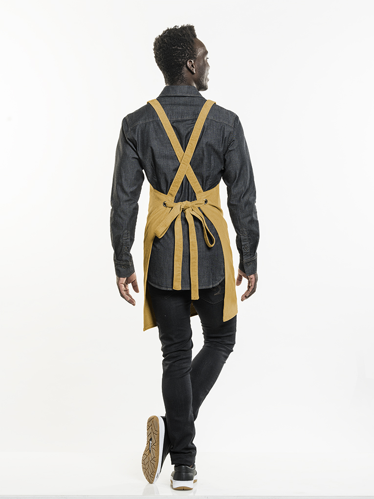 Bib Apron Cross Yellow Velvet W70 - L85