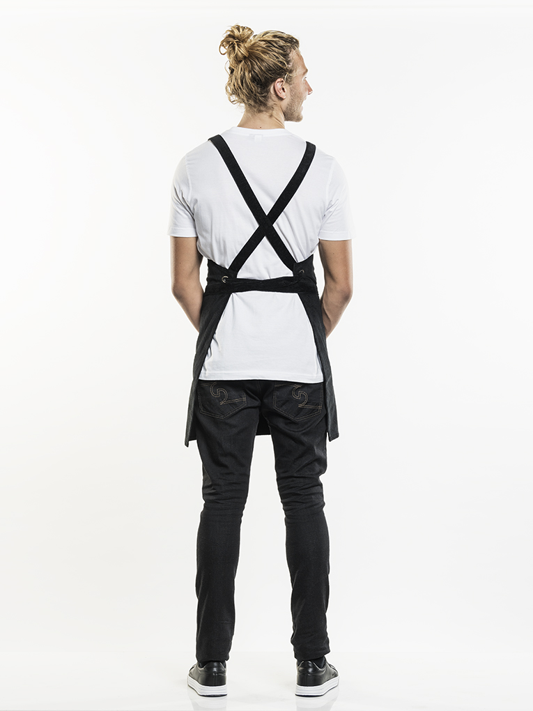 Bib Apron Cross Black Velvet W70 - L85