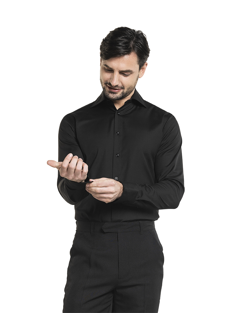 Shirt Men Black Stretch