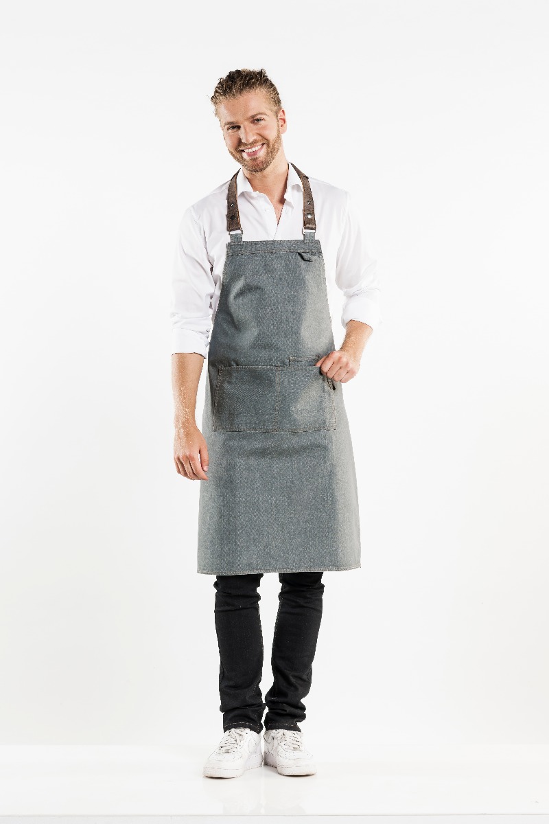 Bib Apron Forene Grey Denim W70-L90