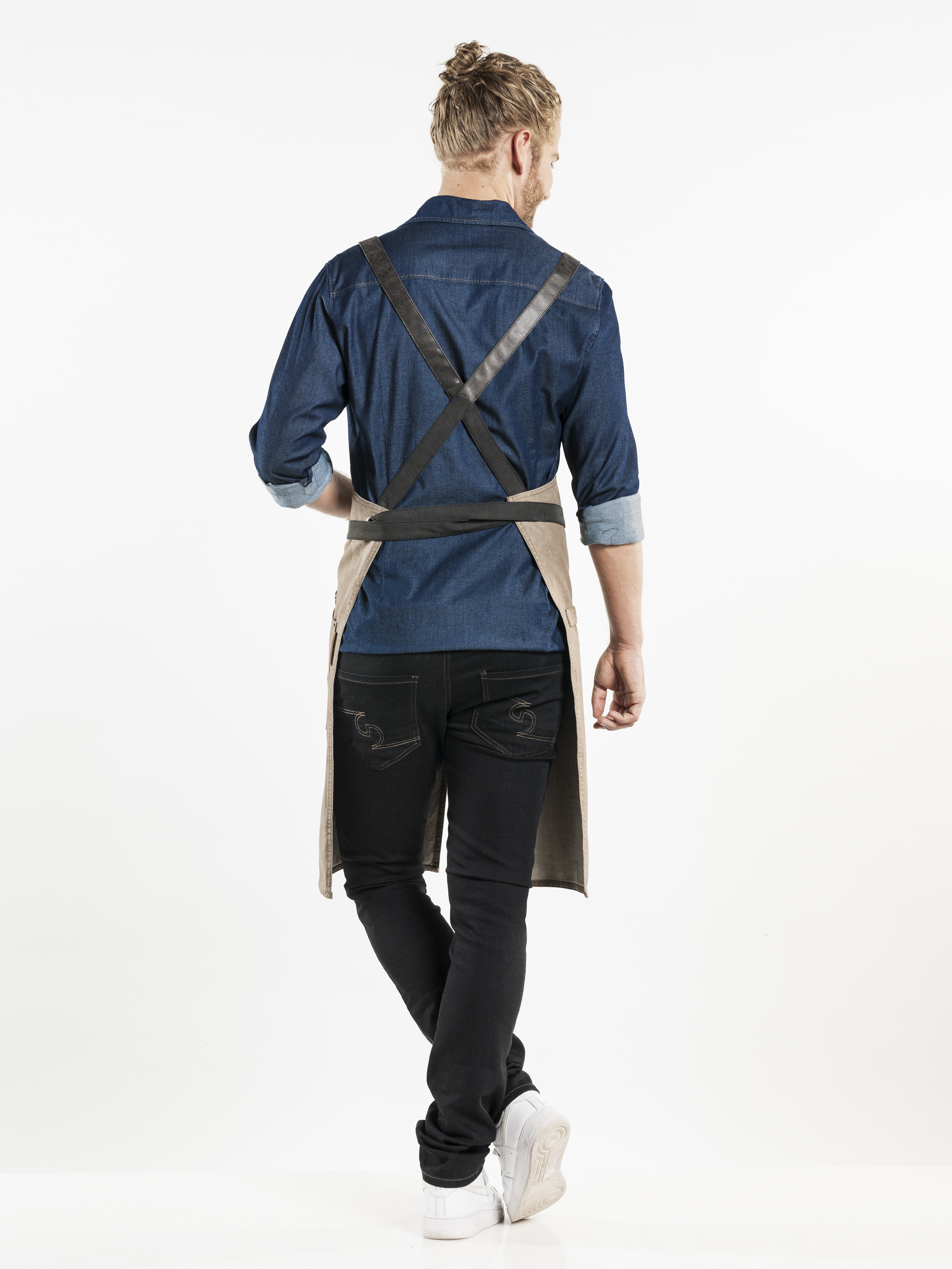 Bib Apron Forene Cross Mud Denim W75-L90