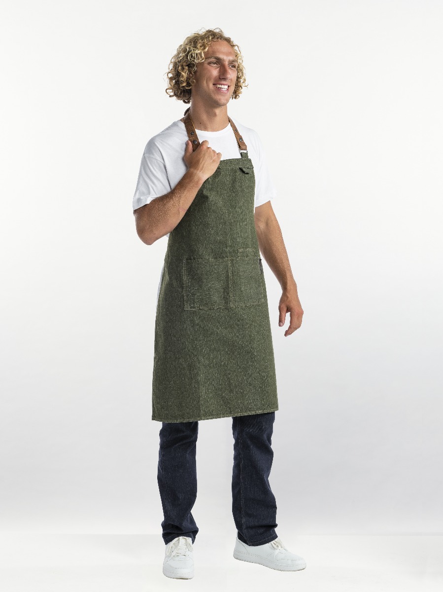 Bib Apron Forene Green Denim W70 - L90