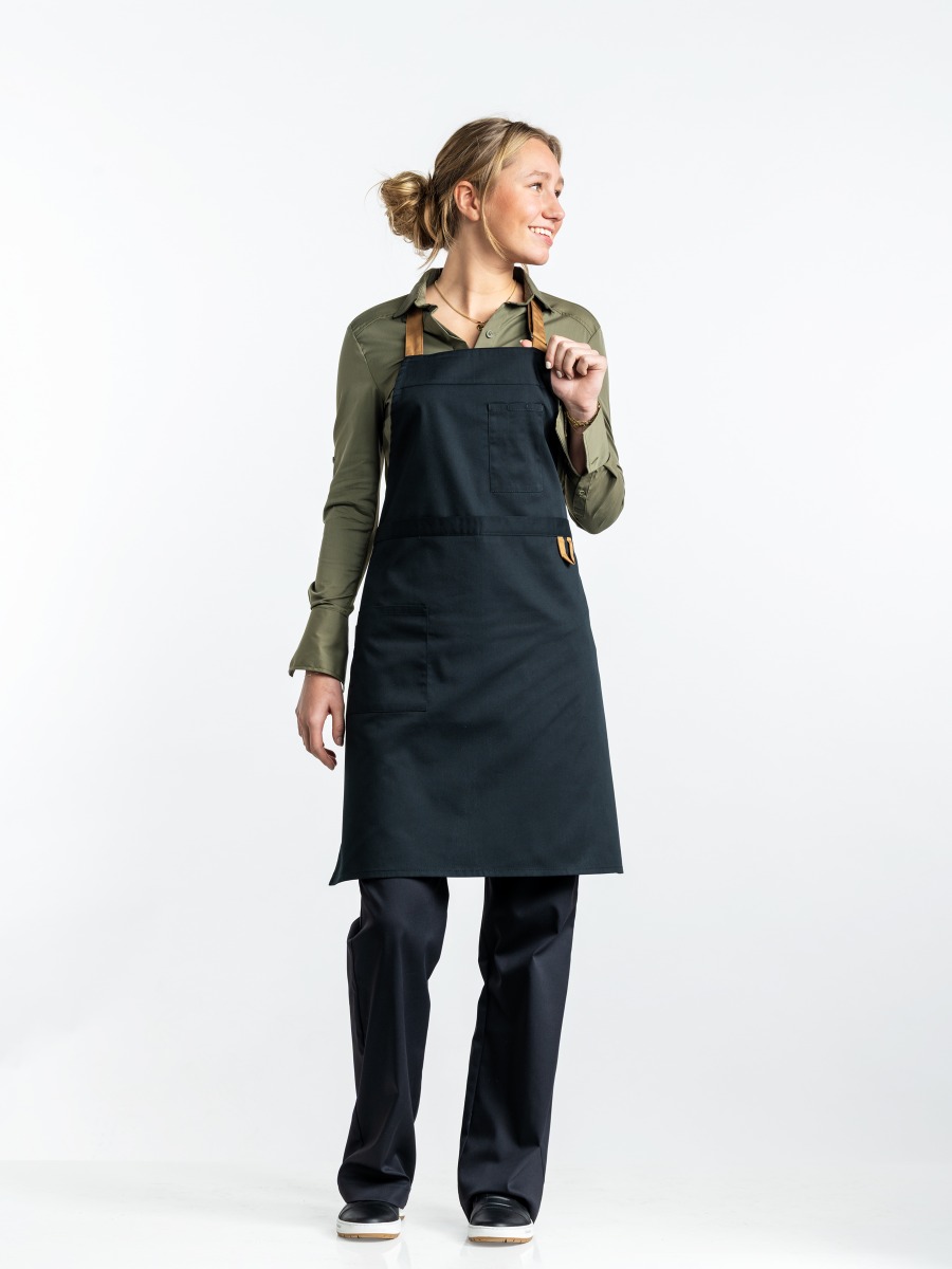 Bib Apron 2-Way Black W70 - L85