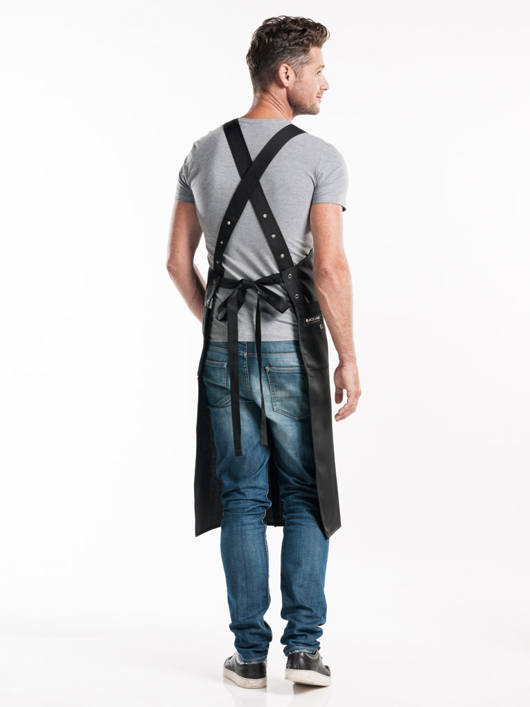 Bib Apron 4-Pockets Cross Black W75 - L100