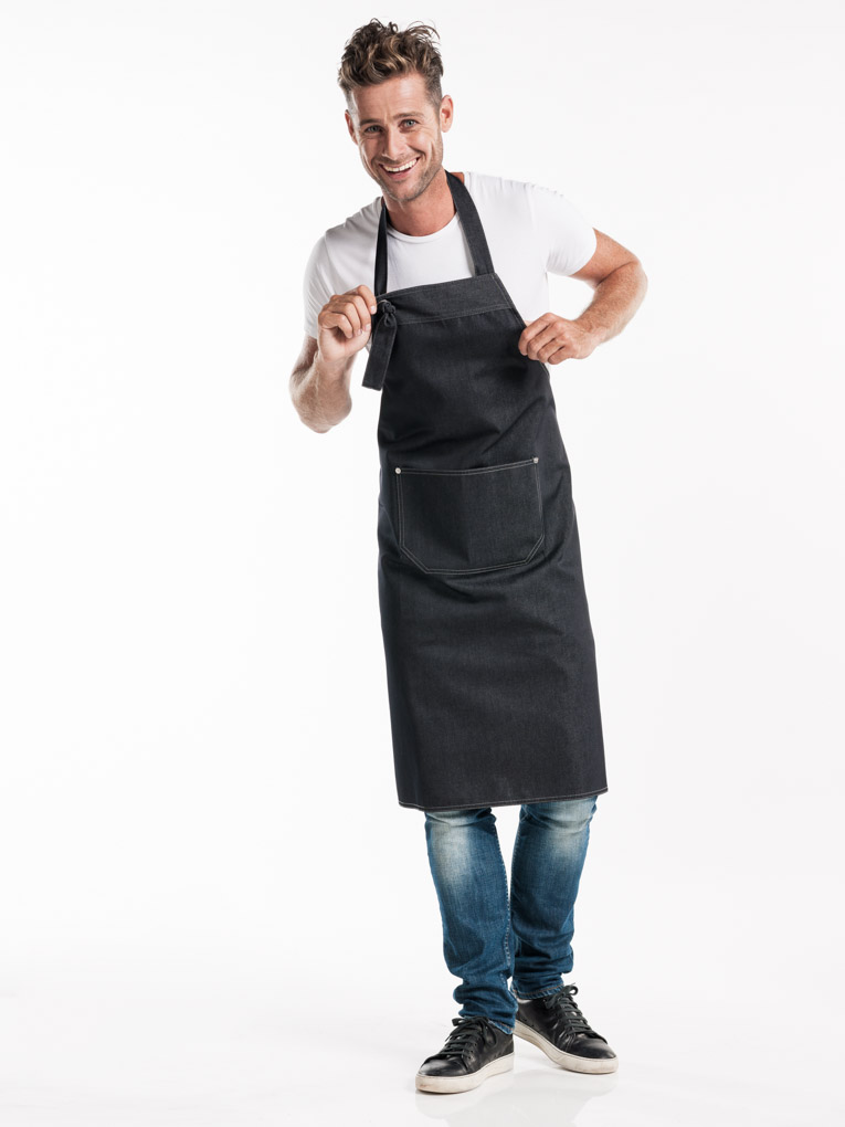 Bib Apron Black Denim W75 - L100