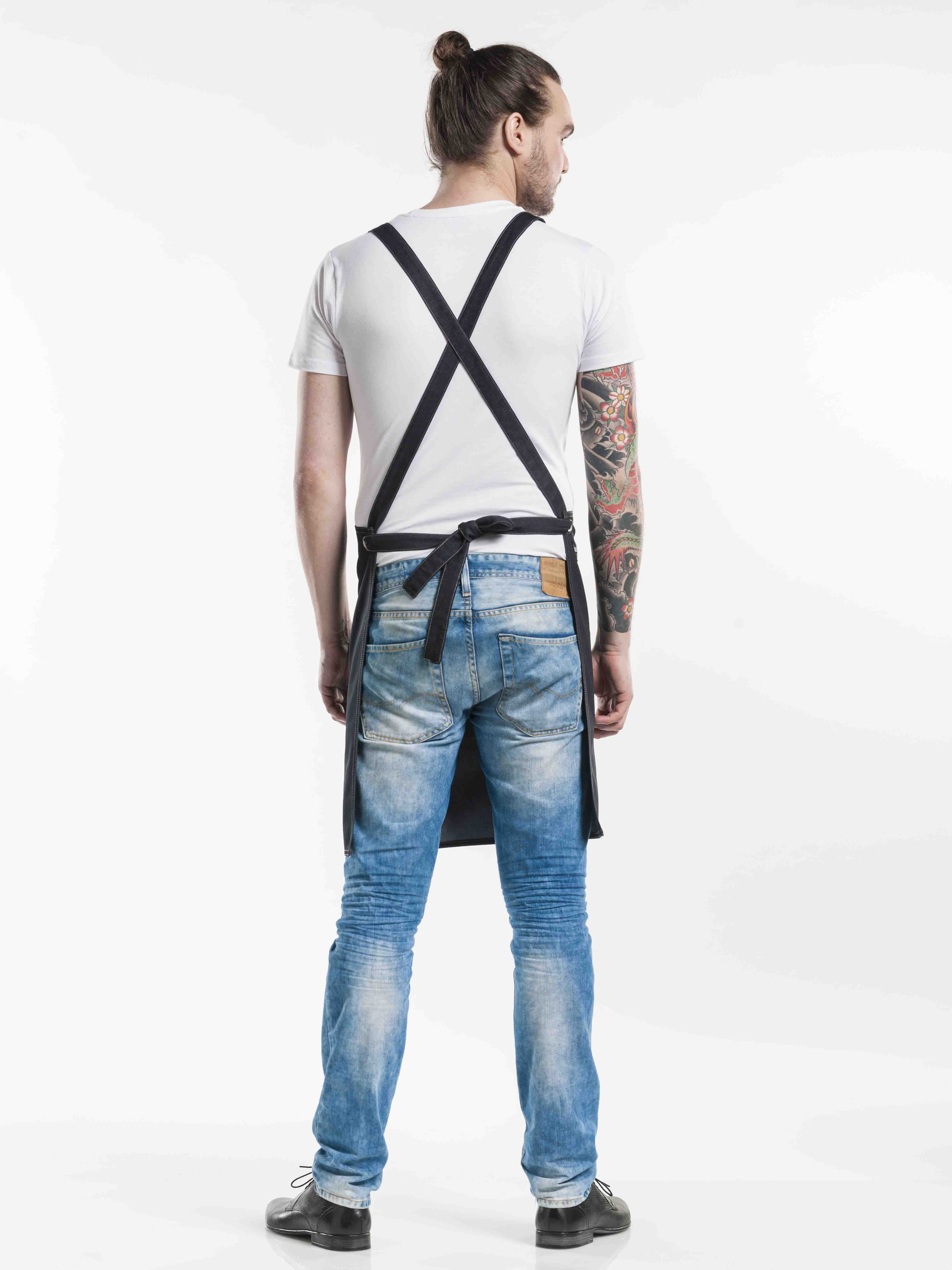 Bib&#x20;Apron&#x20;Fusion&#x20;Black&#x20;Denim&#x20;W70&#x20;-&#x20;L80