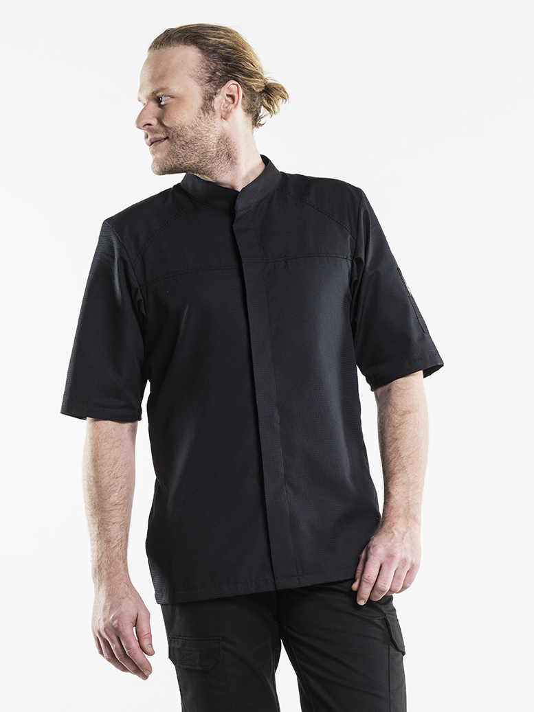 Chef Jacket Salerno SFX Black Short Sleeve