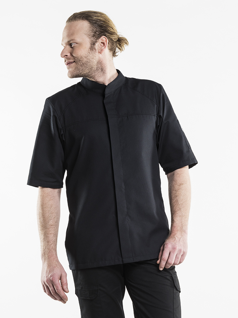 Chef Jacket Salerno FX Black Stretch Short Sleeve