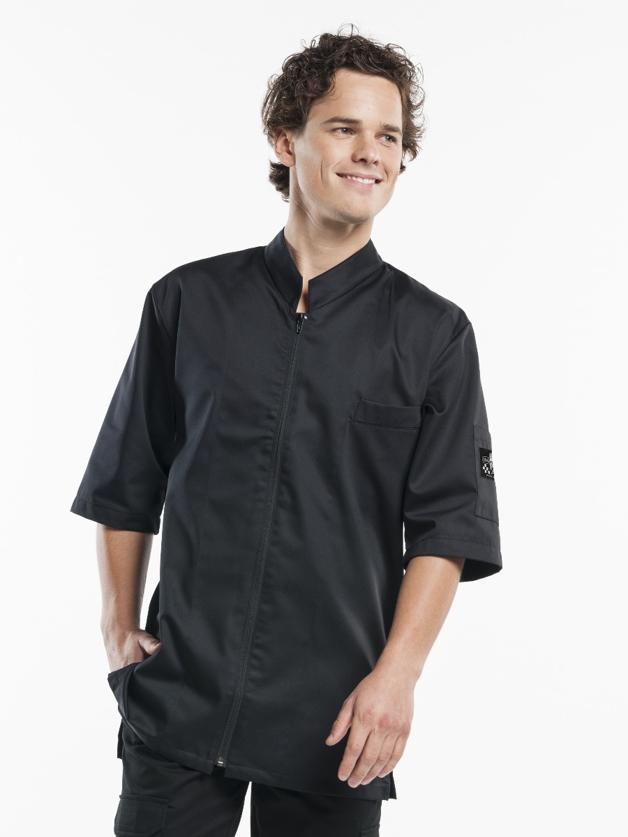 Chef Jacket Monza Black Short Sleeve